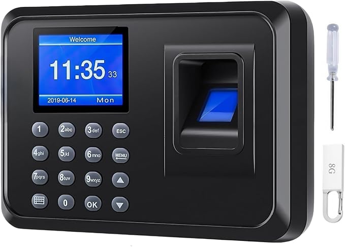 Time Clocks for Employees Small Business, 2 in 1 Time Clock (Fingerprint & Password) Employee Clock in & Out Machine Attendance Punch Clock Recorder Tracker for Small Businesses & Offices