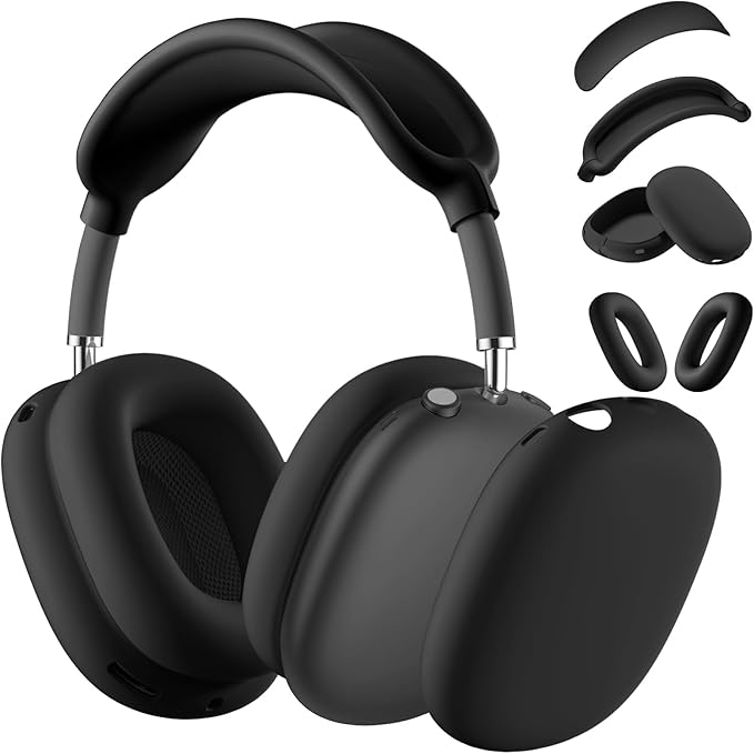 Lerobo Soft Case Cover for AirPods Max Headphones, for Airpods Max Ear Cup Covers/Ear Pad Case Cover/Headband Cover/Max Headband Pad,Accessories Silicone Skin Protector for Apple AirPods Max (Black)