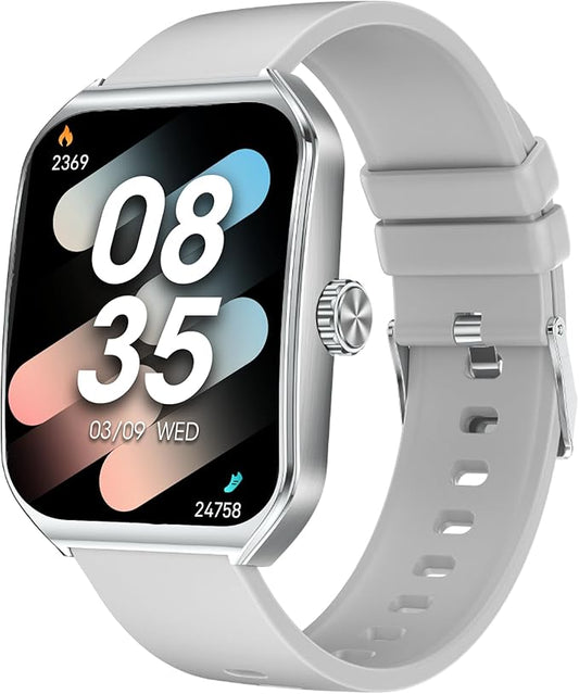 AOLON Smart Watches for Men Women, 1.83" HD Display with 3D Curved Glass, Metal Fitness Smart Watch with Heart Rate, SPO₂, Sleep & Stress Monitoring Fitness Tracker with Android & iOS（Silver）