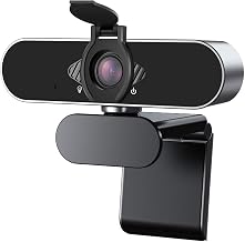 Webcam 1080P HD with Microphone & Privacy Cover, USB Web Cam with Live Streaming HD Video for Mac, PC, Computer and Laptop, Wide Angle Lens 1080P Web Camera with 360 Degree Flexible Mount