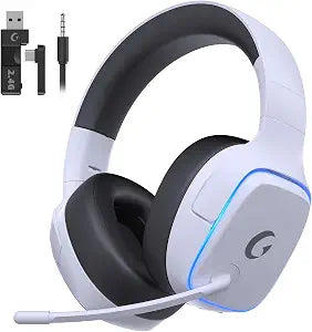 Gvyugke 2.4GHz Wireless Gaming Headsets for PS5, PS4, PC, Switch, White