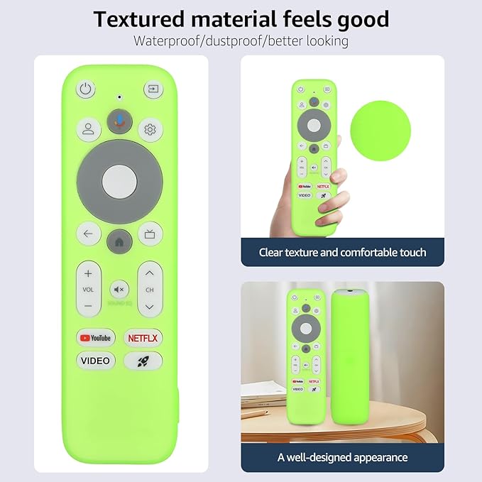 [Glow Green] Luminous Remote Cover Compatible with Onn Android TV 4K UHD Stick TV Box 100024646 100026240 Remote Controller Lightweight Anti-Slip Skin-Friendly Silicone Skin Sleeve
