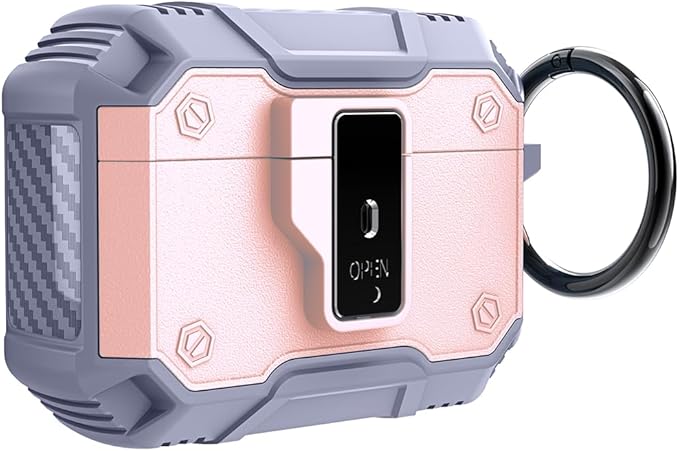 for AirPods Pro 3 Case, Secure Lock Magnetic Lid Cover with Keychain, Military Grade Shockproof Protective Case for Airpods Pro 3rd Gen, Wireless Charging & Front LED Visible,Pink Blue