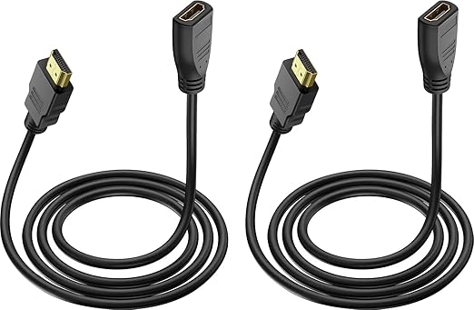 16 Feet HDMI Extender Cable, 2 Pack HDMI Adapter Cable, 1080P Video Cord for HDTV, Monitor, PC, Laptop, Projector
