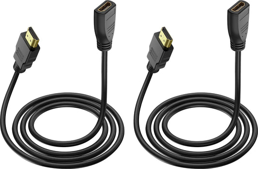 HDMI Extension Cable 5 Feet, 2 Pack HDMI Extender Cable High Speed HDMI Male to Female Adapter Cable 1080P HDMI Video Cord for HDTV, Monitor, PC, Laptop, Projector