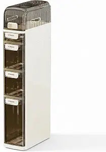 Slim Bathroom Storage Cabinet with Drawers, Narrow Rolling Storage Organizer with Wheels, Waterproof Space-Saving Cabinet, No Assembly (5-Tier, 38.2" H)