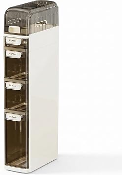 Slim Bathroom Storage Cabinet with Drawers, Narrow Rolling Storage Organizer with Wheels, Waterproof Space-Saving Cabinet, No Assembly (5-Tier, 38.2" H)