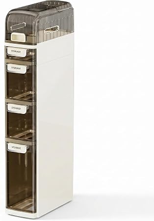 Slim Bathroom Storage Cabinet with Drawers, Narrow Rolling Storage Organizer with Wheels, Waterproof Space-Saving Cabinet, No Assembly (5-Tier, 38.2" H)