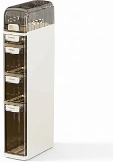 Slim Bathroom Storage Cabinet with Drawers, Narrow Rolling Storage Organizer with Wheels, Waterproof Space-Saving Cabinet, No Assembly (5-Tier, 38.2" H)