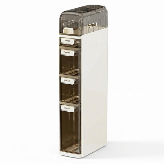 Slim Bathroom Storage Cabinet with Drawers, Narrow Rolling Storage Organizer with Wheels, Waterproof Space-Saving Cabinet, No Assembly (5-Tier, 38.2" H)