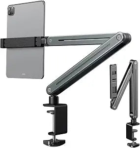 Adjustable Tablet Stand Holder, Multi-Angle Foldable Design Phone Arm Mount, Aluminum Alloy Cantilever Folding Bracket for Desk and Bed, Compatible with iPad, iPhones or Other 4"-12.9" Device