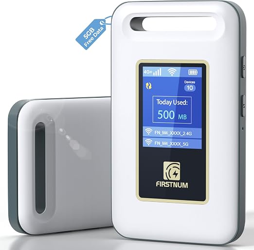 Portable WiFi Hotspot for Travel, Mobile Hotspot, 5GB Free US Data
