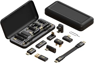Hagibis USB-C Adapter Kit, Multifunction 80Gbps 240W 8K@60Hz USB4 V2.0 Type-C Right Angle Adapter 90 Degree Convertor Set Magnetic Storage Case with USB4 Cable and SIM Card Eject Pin - Image 1