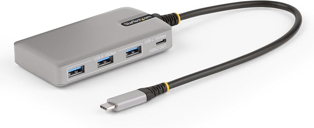 StarTech 4-Port USB-C Hub, 10Gbps, DP Alt Mode 4K 60Hz, 100W PD, Driverless