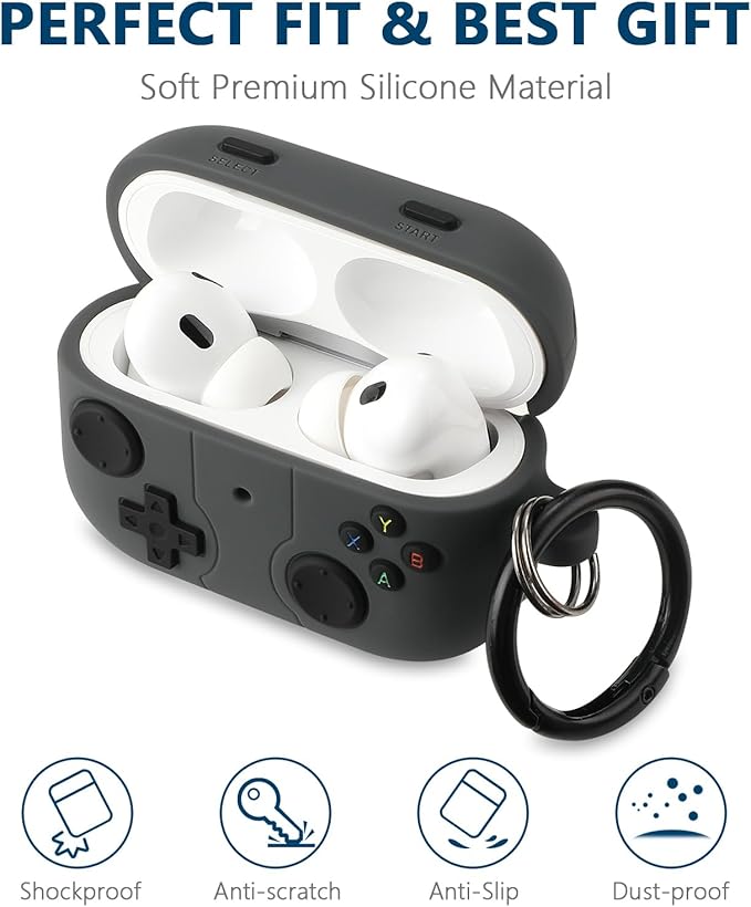 [2Pac] Compatible Airpods Pro 3 Case(2025),Cute Gamepad Design Cases Soft Silicone Protective Cases for Apple AirPods Pro 3rd Generation Case,Airpod Pro 3 Cover with Keychain for Men/Boy