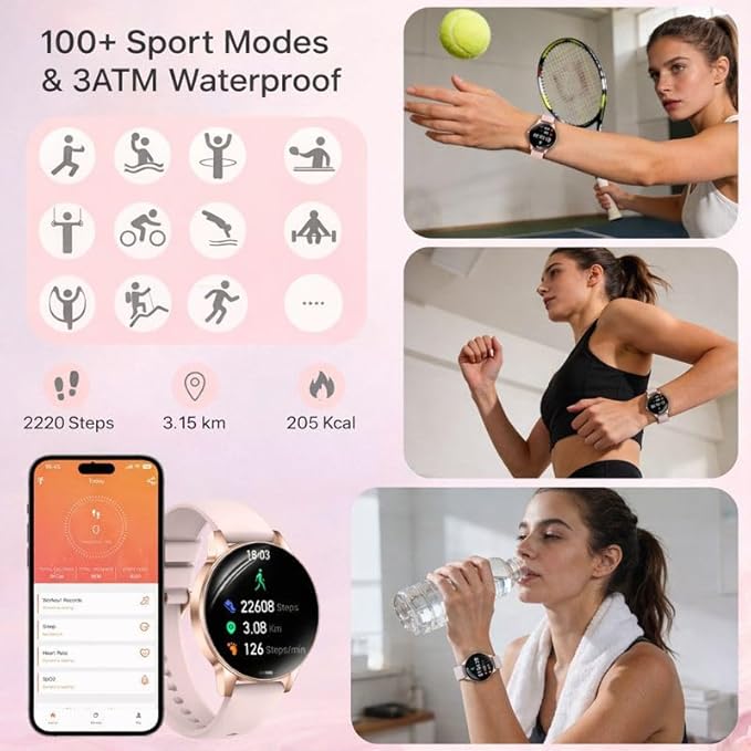 Efolen Smart Watches for Women Answer/Make Call,1.27" HD Fitness Tracker for Android iPhone,Heart Rate SpO2 Sleep Monitor,IP68 Waterproof Digital Watch,100+ Sports Activity Trakcer Rose Gold