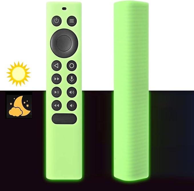 [2 Pack] Glowing Silicone Remote Cover for NVIDIA Shield TV Pro/4K HDR Remote Controller with Loop Protective - Blue and Green