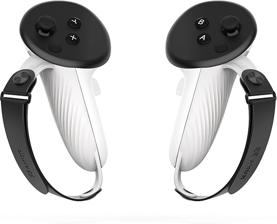 AMVR Controller Grips Compatible with Meta/Oculus Quest 3/Quest 3S, Silicone Accessories Non-Slip Handle Cover, Adjustable Soft Hand Strap Fits Small and Medium Hands (Not Fit Official Charging Dock Battery)