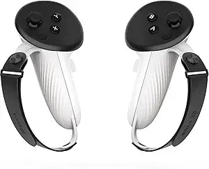 AMVR Controller Grips Compatible with Meta/Oculus Quest 3/Quest 3S, Silicone Accessories Non-Slip Handle Cover, Adjustable Soft Hand Strap Fits Small and Medium Hands (Not Fit Official Charging Dock Battery)
