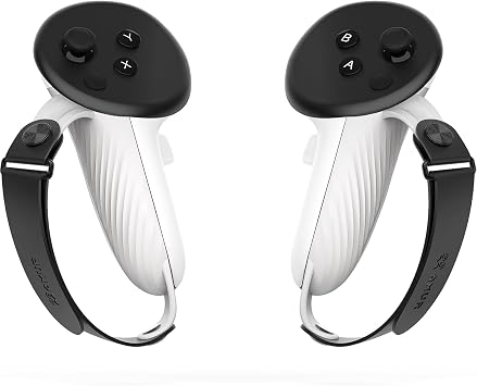 AMVR Controller Grips Compatible with Meta/Oculus Quest 3/Quest 3S, Silicone Accessories Non-Slip Handle Cover, Adjustable Soft Hand Strap Fits Small and Medium Hands (Not Fit Official Charging Dock Battery)