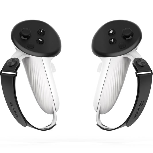 AMVR Controller Grips Compatible with Meta/Oculus Quest 3/Quest 3S, Silicone Accessories Non-Slip Handle Cover, Adjustable Soft Hand Strap Fits Small and Medium Hands (Not Fit Official Charging Dock Battery)