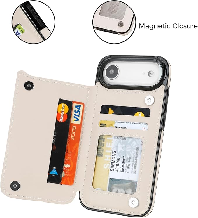 uCOLOR for iPhone 17 Air Wallet Case with Card Holder PU Leather RFID Blocking Design iPhone Air flip case for Women Men Magnetic Clasp Kickstand Design 6.5 inch (Desert Flowers)