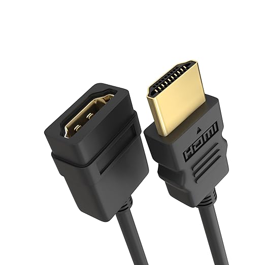 Cmple - HDMI Extension Cable 1.5 ft Male to Female HDMI Adapter Cord 4K@60Hz 2150p 1080p 3D Audio/Video Extender Compatible with Laptop, Gaming PC, HDTV