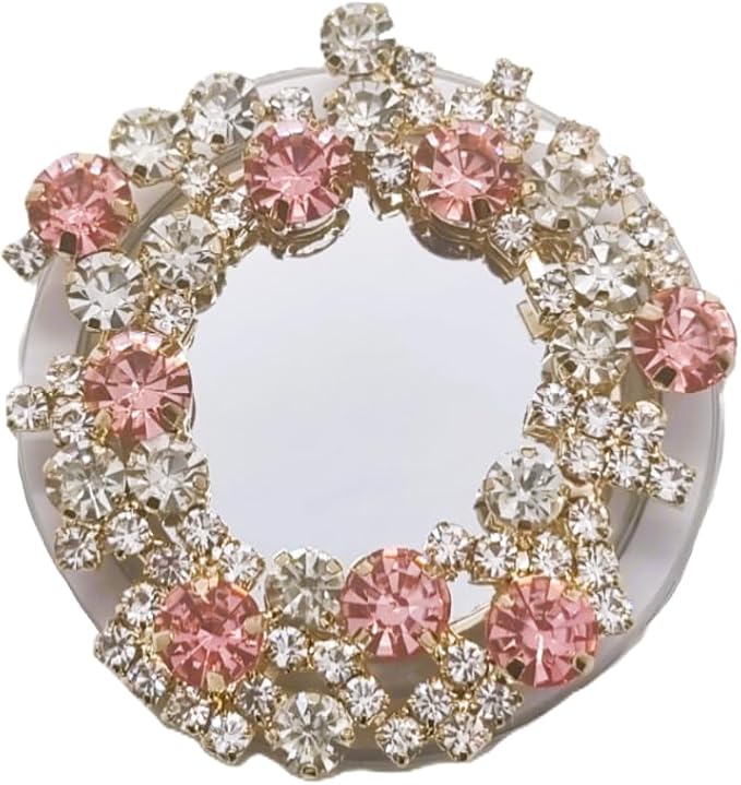 Crystal Rhinestone and Faux Pearl Magnetic Phone Grip Stand, Compatible with MagSafe, Adhesive Metal Ring Included, Detachable Kickstand Holder (Pink Glow Circle)