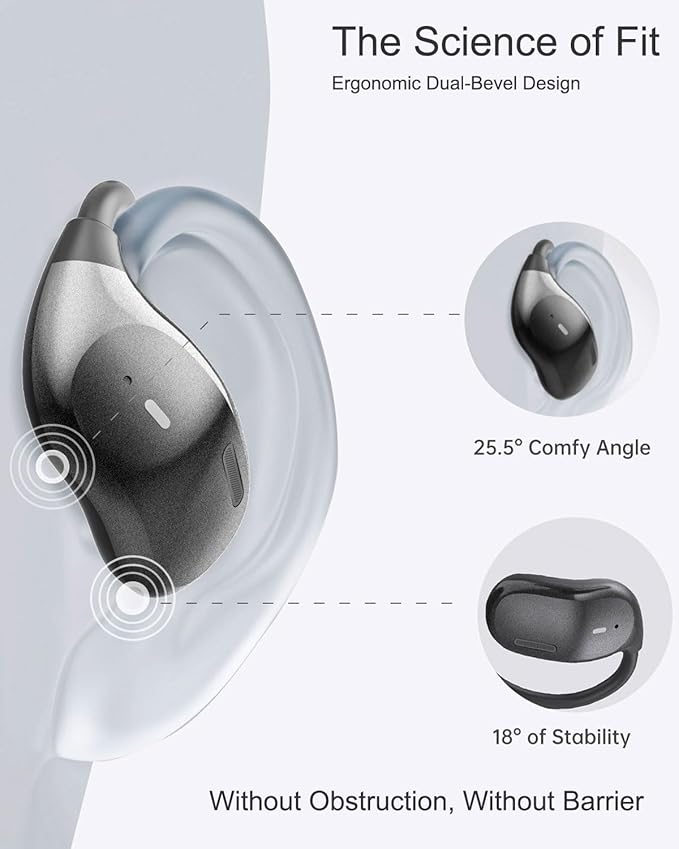 NEW OpenFit Air Bone Conduction Headphones Only 0.23 OZ Open Ear Earbuds , Wireless Earbuds with HD Clear Calls, Ear Buds with 72 Hours of Playtime, Secure Earhooks Earphones for Sports, Fitness, TV