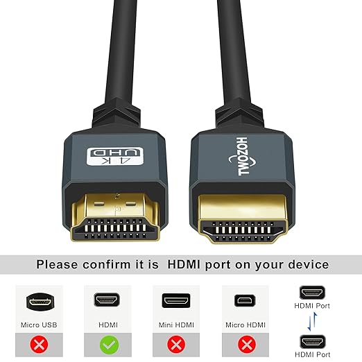 Twozoh HDMI to HDMI Coiled Cable, Support 3D,4K UHD, 1080p, HDMI 2.0a 2.0b 2.0 1.4a (Extend up to 1.5M/5FT)