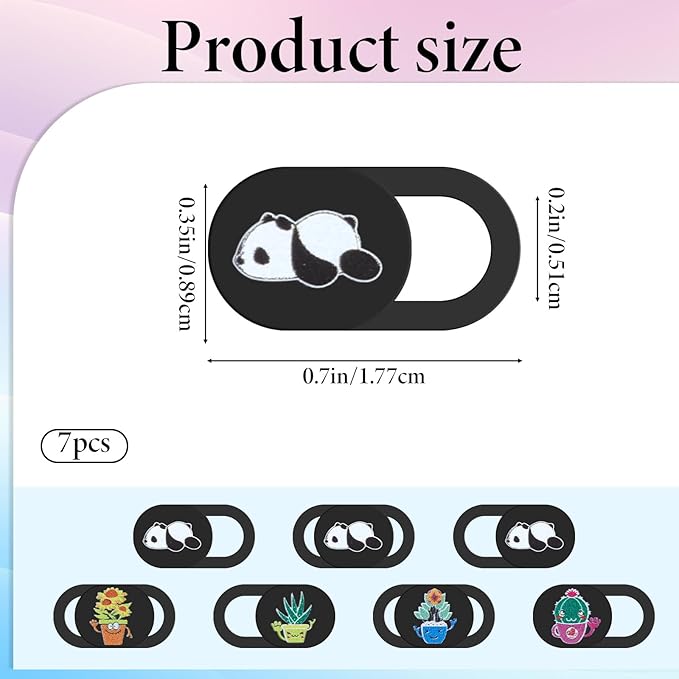 7pk Laptop Camera Cover Slide Cute, Webcam Cover Slide Ultra Thin Cute Panda Camera Covers Phone & Computer Webcam Covers Web Cam Privacy Cam Blocker Protecting Your Visual Privacy