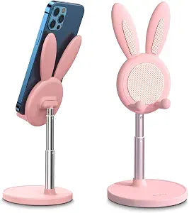 OATSBASF Cute Bunny Phone Stand Adjustable Pink Phone Holder for Phones - Image 1