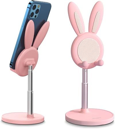 OATSBASF Cute Bunny Phone Stand Adjustable Pink Phone Holder for Phones - Image 3