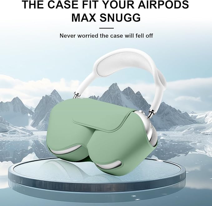 Maxjoy for Apple Airpods Max Smart Case Cover, Soft PU Leather Protective Cover Accessories for Airpod Max with Sleep Mode, Anti-Dust Travel Carrying Case for Airpods Pro Max Headphones, Grass Green