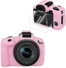 VOVMOEYA Compatible with Canon EOS R50 Camera Case Accessories kit[with 2 LCD Tempered Films],EOS R50 Silicone Protective Case Digital Camera case Enhanced Grip Sensation Lightweight 9H 0.25mm-Pink - Image 1