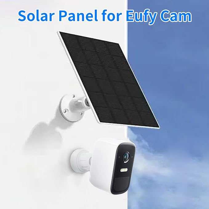 Solar Panel for eufy Camera, for eufyCam 2/2 Pro,2C/2C Pro,E,soloCam E20/E40 Spotlight,IP65 Waterproof USB-C Solar Panel Charger for eufy with Micro USB & Micro Plug (1Pack)