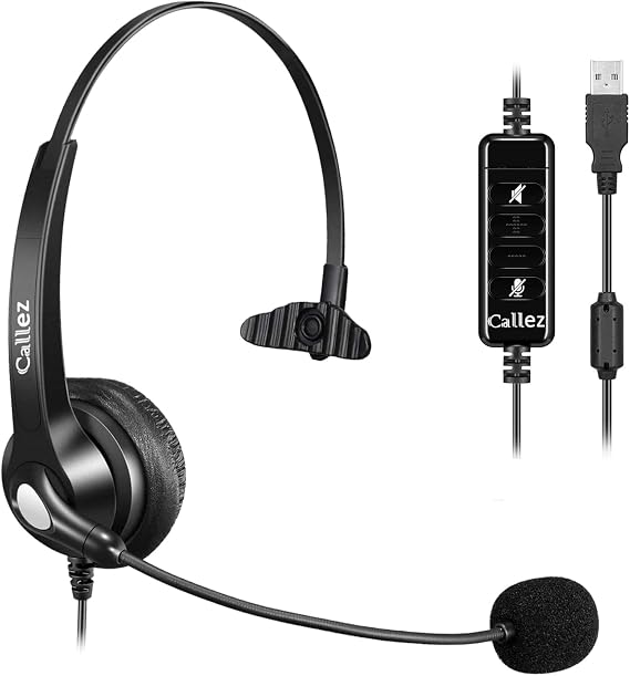 Callez Computer Headset with Noise Cancelling Mic & Mute Controls