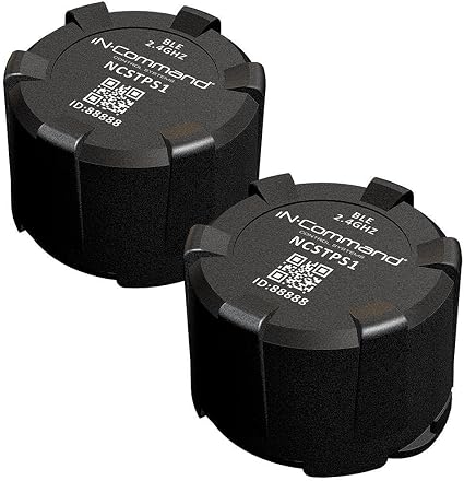 iN-Command NCTP1002 Two-Sensor Tire Pressure Monitoring System, 2 Bluetooth-Enabled Tire Pressure Monitoring Sensors, Tire Pressure and Temperature