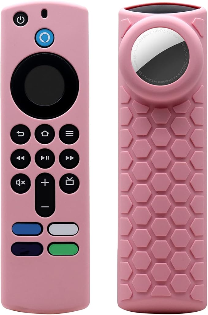 TV Stick 3rd Remote Cover Case with Tracker Holder, Compatible with Alexa 3rd Gen Remote,Tracker Cover for Tile Sticker,Pink