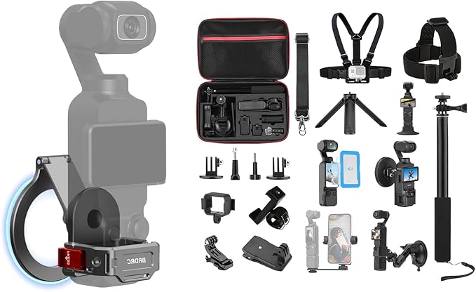 BRDRC Pocket 3 Magnetic Mount & 22 in 1 Accessories Kit, MagSafe Phone Holder with Hard Case, Suction Car Mount, Tripod, Selfie Stick, Screen Protector for DJI OSMO Pocket 3 Creator Combo