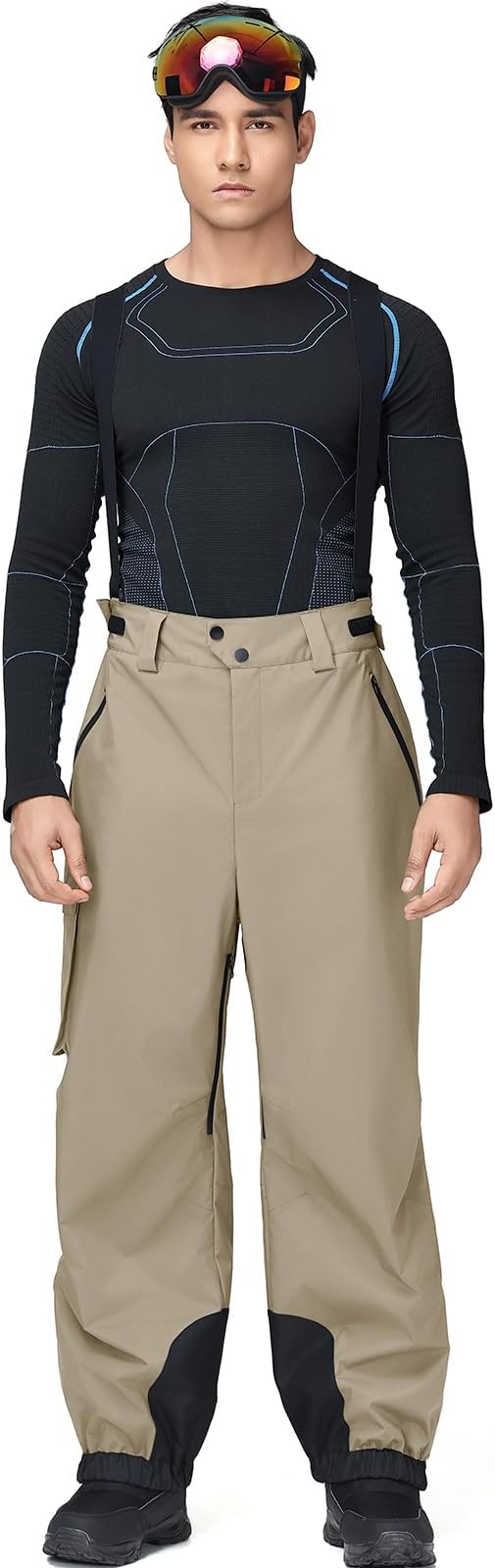 YEEFINE Mens Snow Ski Bibs Pants Baggy Snowboard Overall Insulated Windproof Waterproof Winter Warm Comfy Loose Ski Pants