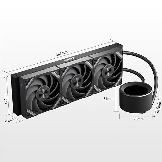SAMA Q60 360mm AIO Liquid CPU Cooler, 2.8" LCD Display, Quiet FDB PWM Fans, High-Performance Pump, Intel LGA 1700/1851/1200/115X/2011/1366 & AMD AM5/AM4 Compatible ??Black