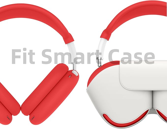 Silicone Case Cover for AirPods Max, Ear Pad Case Cover/Ear Cups Cover/Headband Cover for AirPods Max Headphones, Accessories Soft Silicone Protector for Apple AirPods Max New USB-C (2024) (Red)