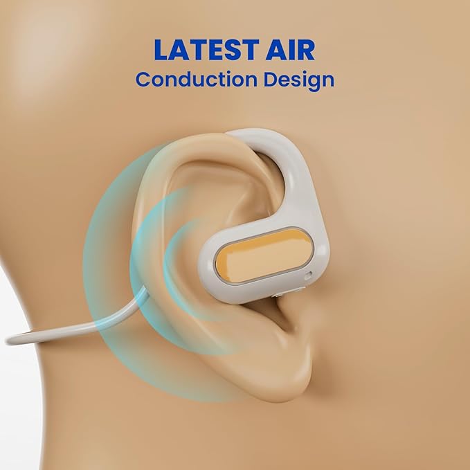 85dB Volume-Limited Kids Headphones, Wireless Bluetooth 5.2 Open-Ear Air Conduction Headphones, Lightweight Stereo Sound with Mic, 10H Playtime, USB Charging, Safe for School, Travel & Outdoor - White