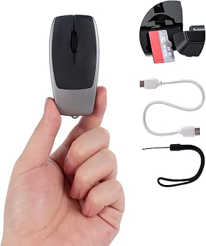 Wireless Mini Bluetooth Mouse with Card Reader (Up to 2TB),Portable Compact Silent Rechargeable Small Finger Optical Travel Mouse for PC/Laptop/Tablet/Smartphone, Students Kids Girl Boy Gift（Grey）