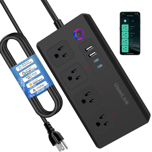 Matter Smart Power Strip Surge Protector with USB-C Fast Charging 20W 5FT