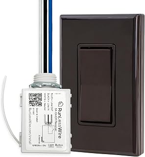 RunLessWire Single Battery-Free Wireless Light Switch Kit - Brown - Image 1