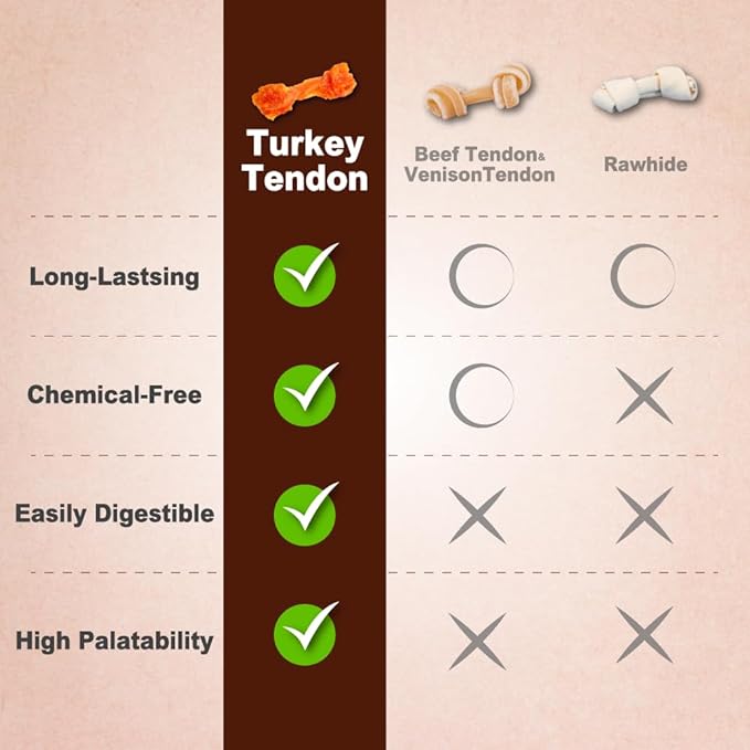 AFreschi Turkey Tendons for Dogs, USA-Sourced, Healthy Dog Treats, Rawhide-Free Puppy Chews, Long Lasting, All Natural, Hypoallergenic Dog Treats for Small Breeds, 10 Pack Box Strips