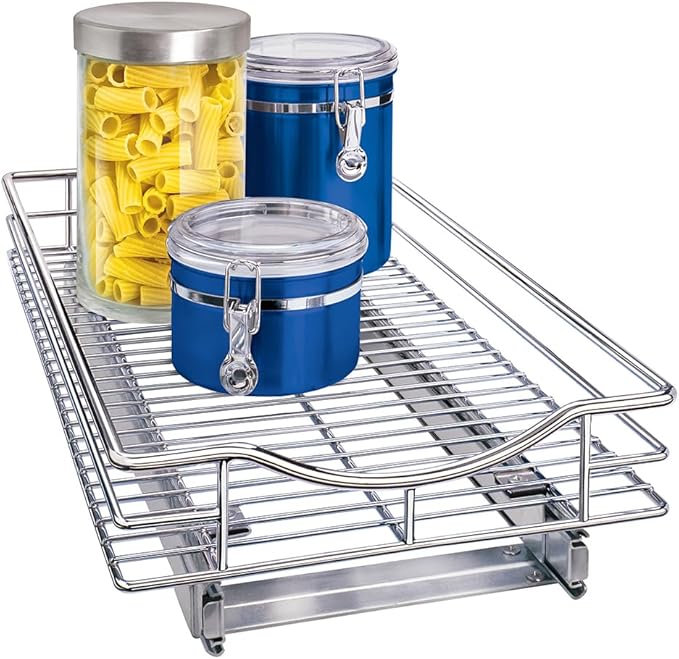 LYNK PROFESSIONAL® Pull Out Cabinet Organizer, 11" x 21" Slide Out Drawers for Kitchen Cabinets - Sliding Pull-Out Pantry Shelves – Home Shelf Organizers - Lifetime Ltd. Warranty, Chrome
