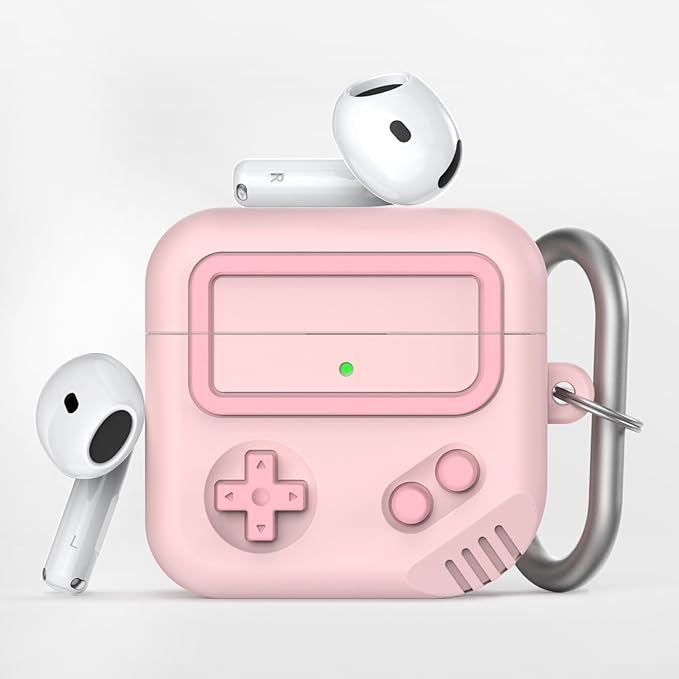 AirPods 4 Case, Silicone Game Design 2024 Case for Apple AirPods 4 Generation with Active Noise Cancellation, Cute Case Cover for AirPod 4 Gen for Women/Men (Pink)